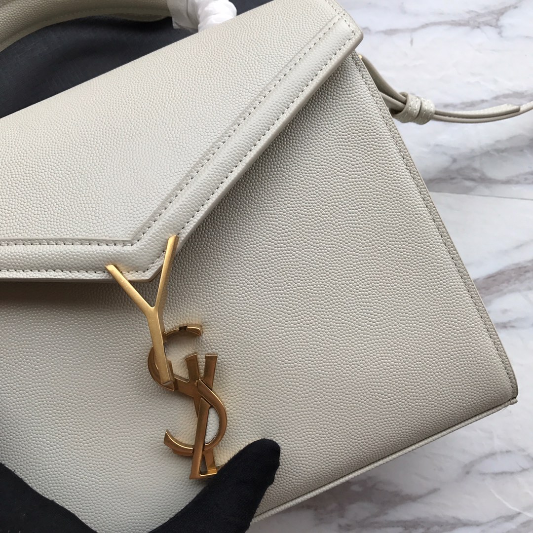 578000 CASSANDRA MEDIUM TOP HANDLE BAG IN GRAIN DE POUDRE EMBOSSED LEATHER, Yves Saint Laurent YSL