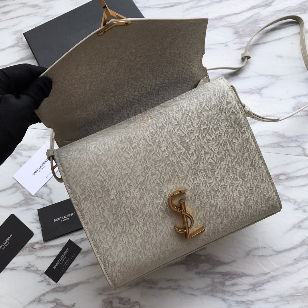 578000 CASSANDRA MEDIUM TOP HANDLE BAG IN GRAIN DE POUDRE EMBOSSED LEATHER, Yves Saint Laurent YSL