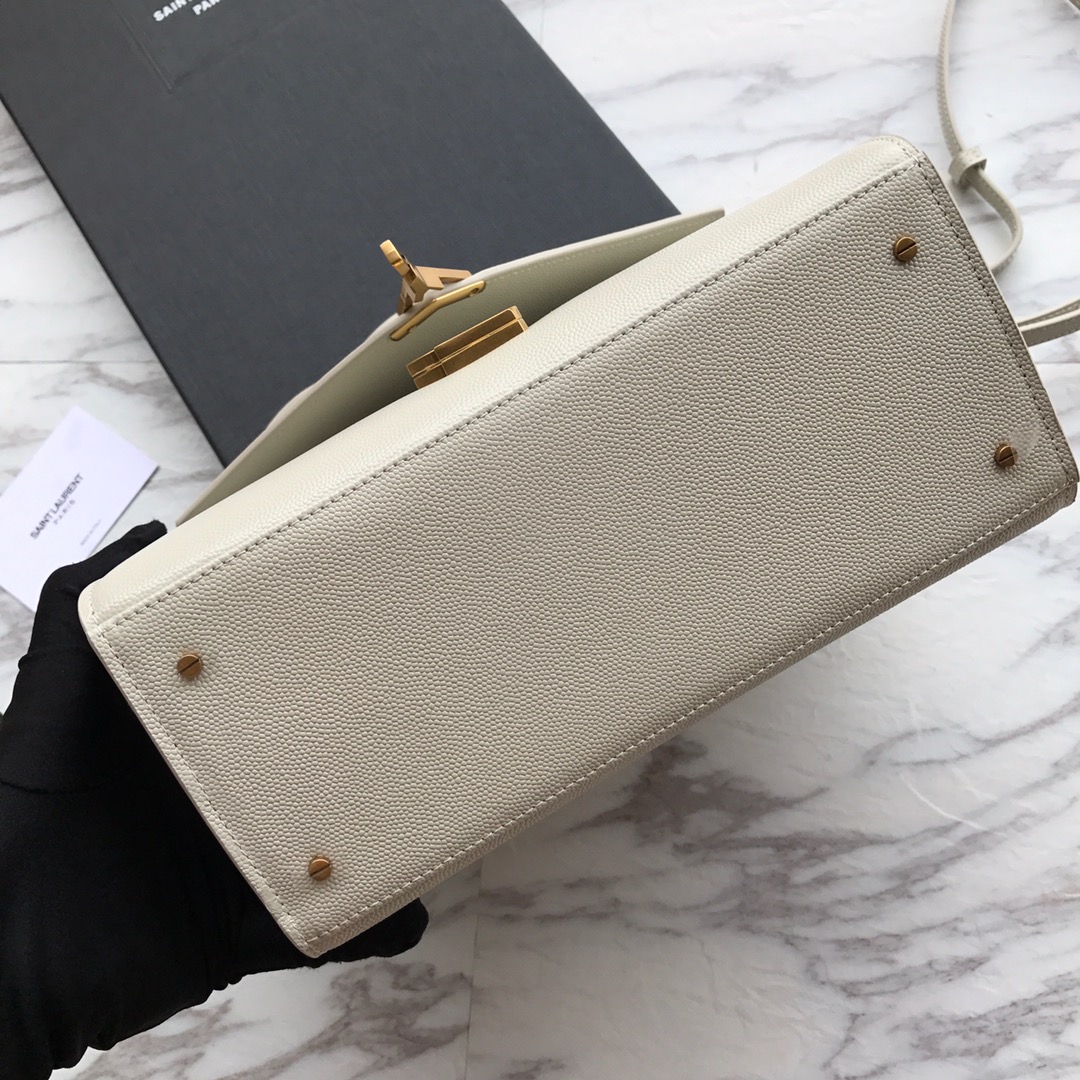 578000 CASSANDRA MEDIUM TOP HANDLE BAG IN GRAIN DE POUDRE EMBOSSED LEATHER, Yves Saint Laurent YSL