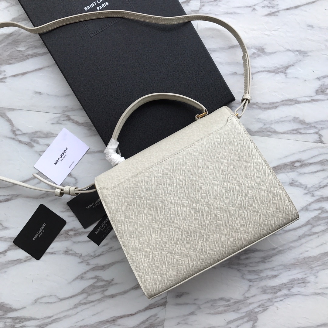 578000 CASSANDRA MEDIUM TOP HANDLE BAG IN GRAIN DE POUDRE EMBOSSED LEATHER, Yves Saint Laurent YSL