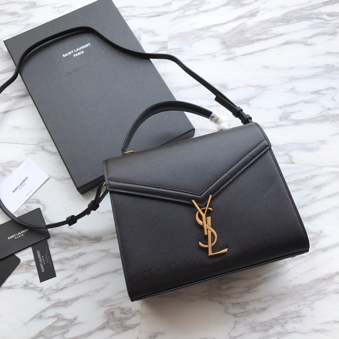 578000 CASSANDRA MEDIUM TOP HANDLE BAG IN GRAIN DE POUDRE EMBOSSED LEATHER, Yves Saint Laurent YSL