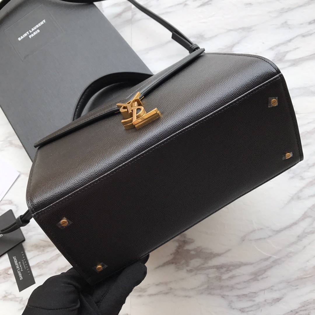578000 CASSANDRA MEDIUM TOP HANDLE BAG IN GRAIN DE POUDRE EMBOSSED LEATHER, Yves Saint Laurent YSL