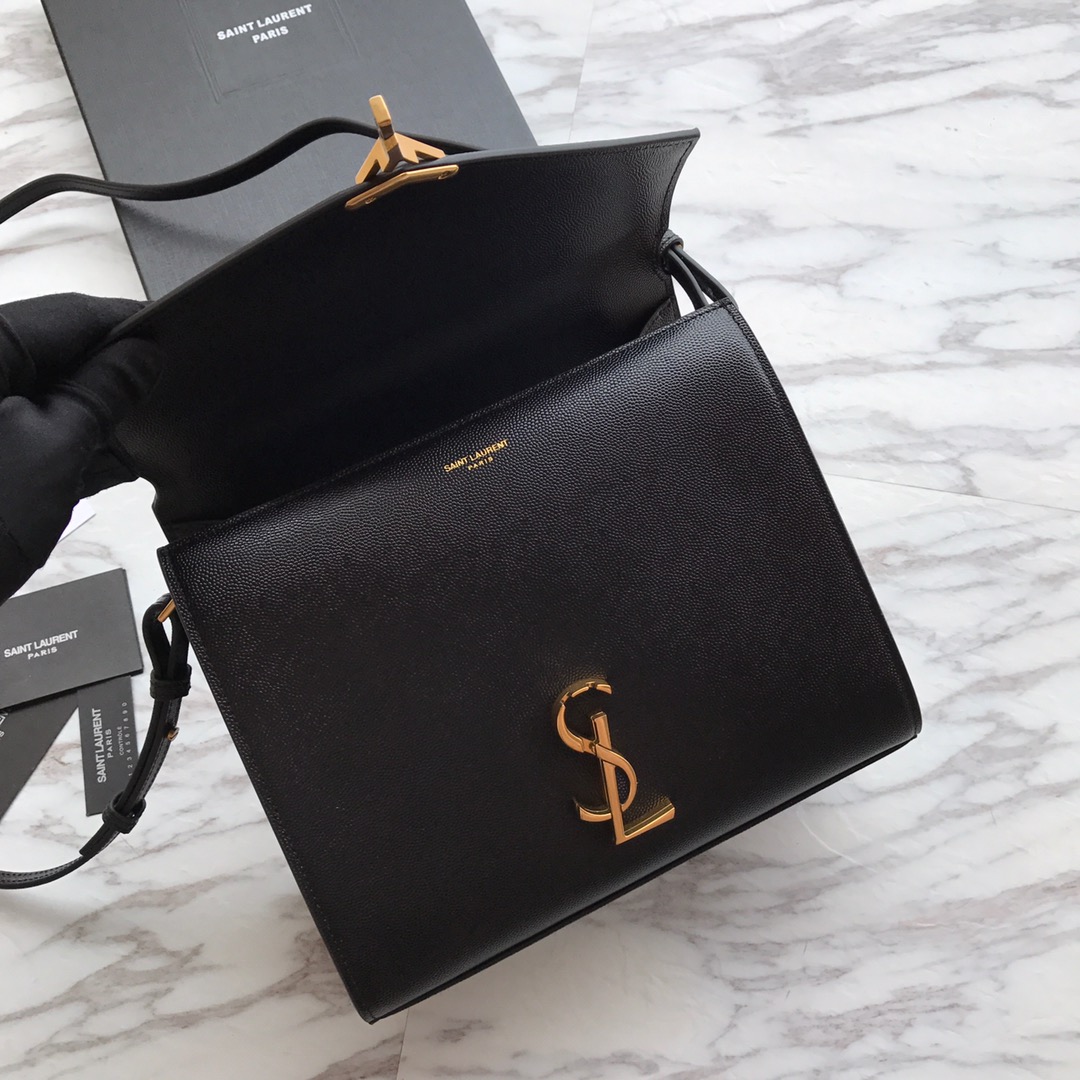 578000 CASSANDRA MEDIUM TOP HANDLE BAG IN GRAIN DE POUDRE EMBOSSED LEATHER, Yves Saint Laurent YSL