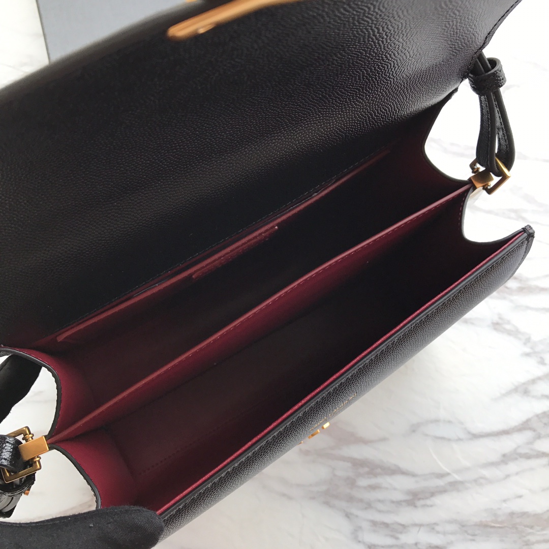 578000 CASSANDRA MEDIUM TOP HANDLE BAG IN GRAIN DE POUDRE EMBOSSED LEATHER, Yves Saint Laurent YSL