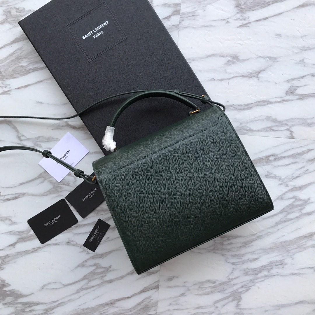 578000 CASSANDRA MEDIUM TOP HANDLE BAG IN GRAIN DE POUDRE EMBOSSED LEATHER, Yves Saint Laurent YSL