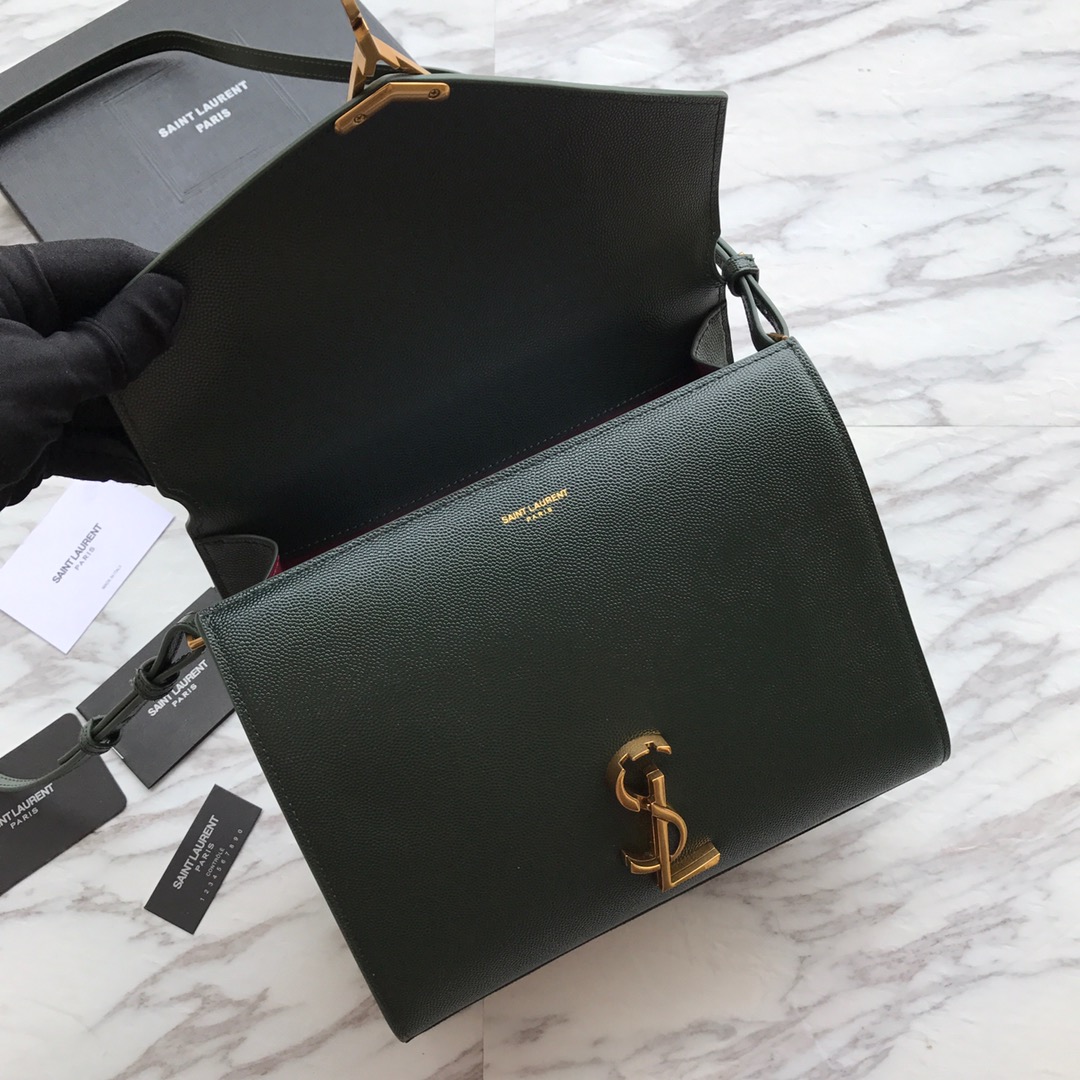 578000 CASSANDRA MEDIUM TOP HANDLE BAG IN GRAIN DE POUDRE EMBOSSED LEATHER, Yves Saint Laurent YSL