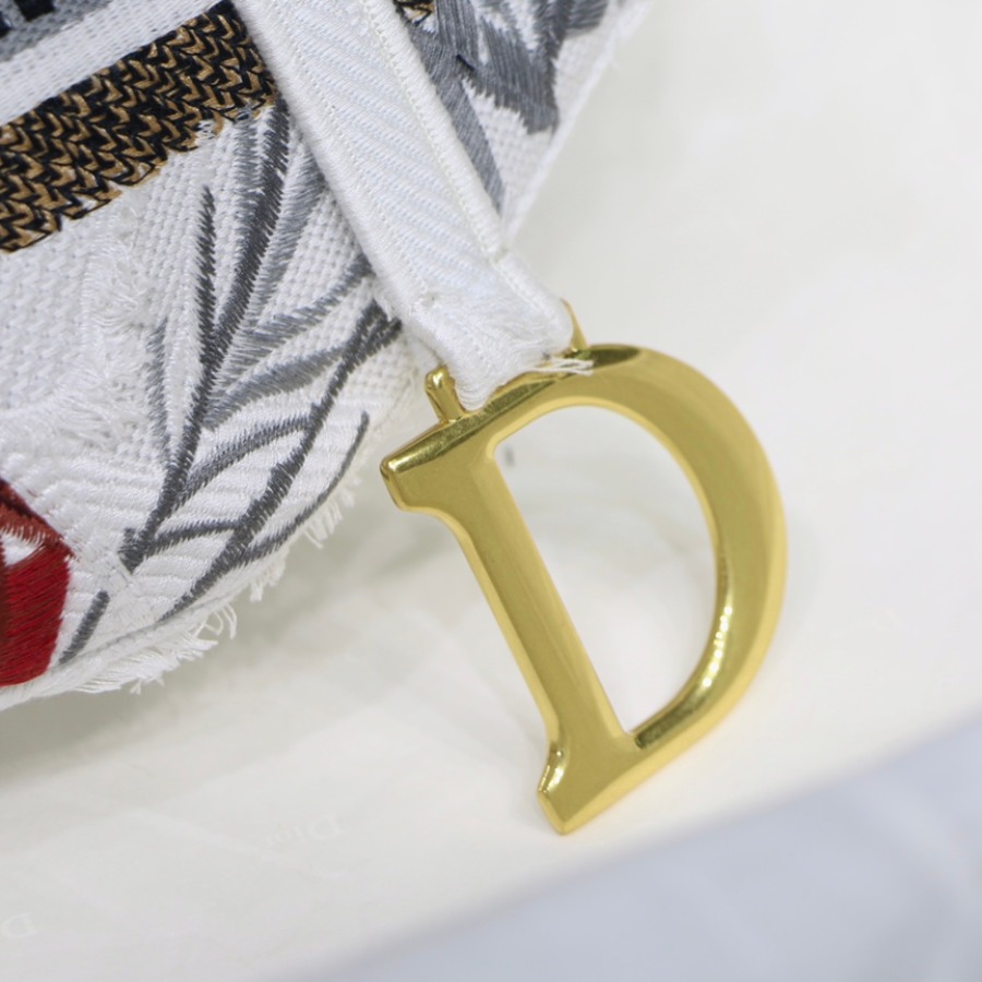 SADDLE BAG, White Camouflage Embroidery with Multicolor Flowers, M0446 DIOR SHOULDER BAG