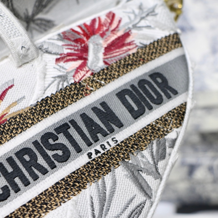 SADDLE BAG, White Camouflage Embroidery with Multicolor Flowers, M0446 DIOR SHOULDER BAG