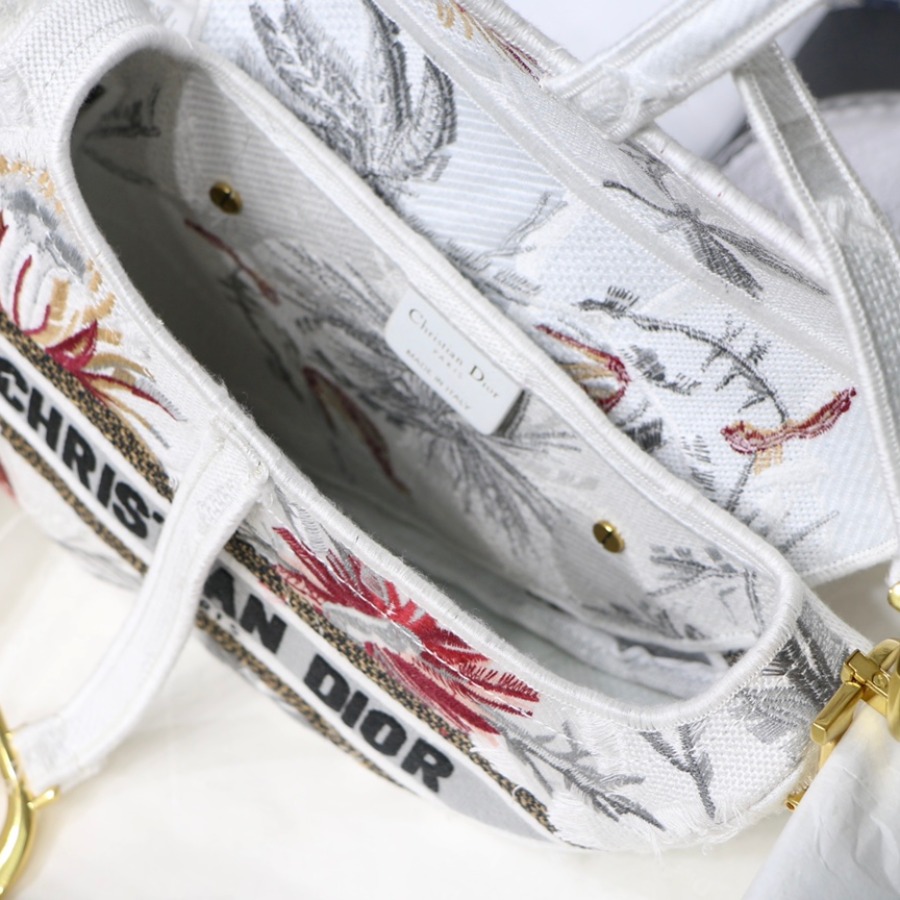 SADDLE BAG, White Camouflage Embroidery with Multicolor Flowers, M0446 DIOR SHOULDER BAG