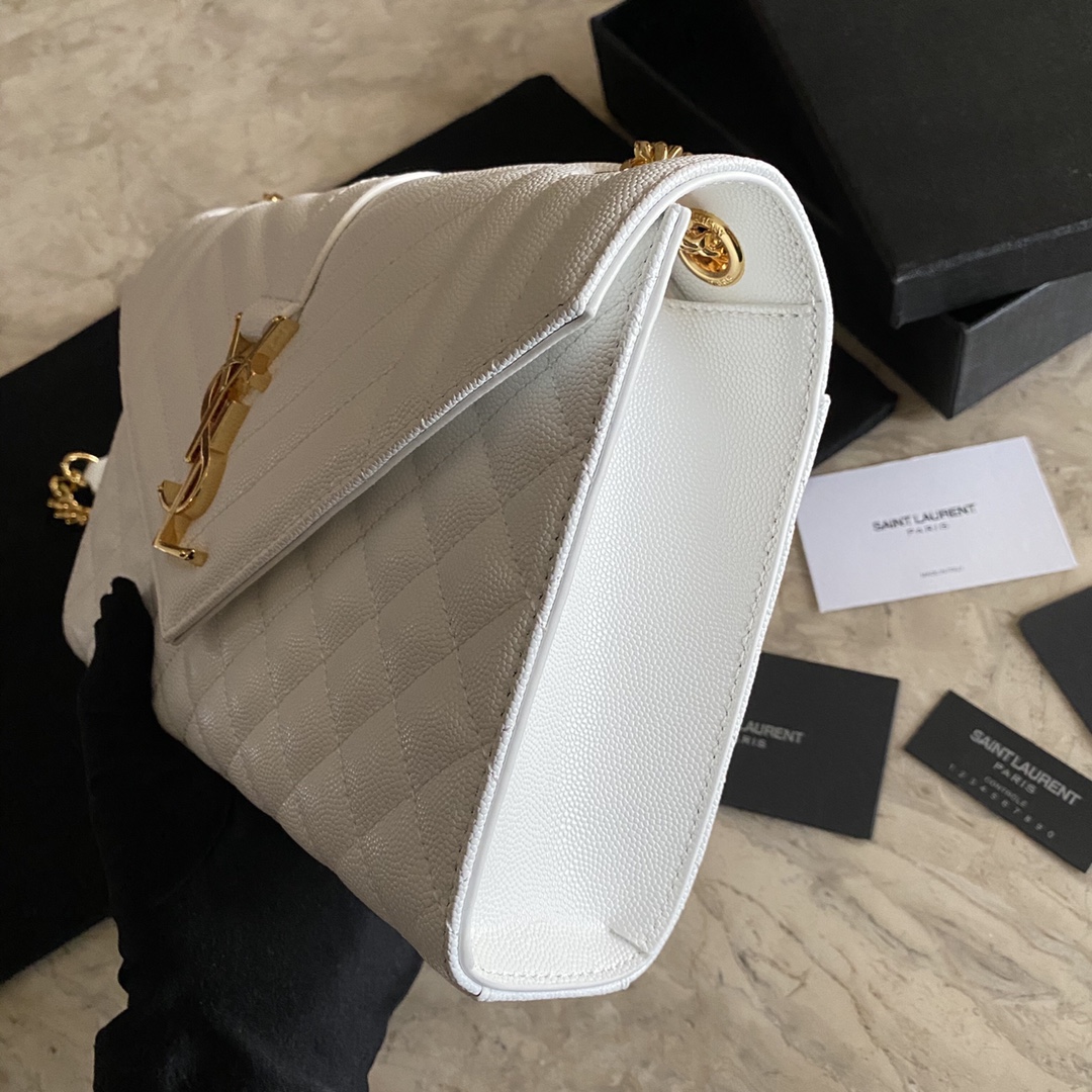 487206 ENVELOPE MEDIUM BAG IN GRAIN DE POUDRE EMBOSSED LEATHER, YSL Saint Laurent