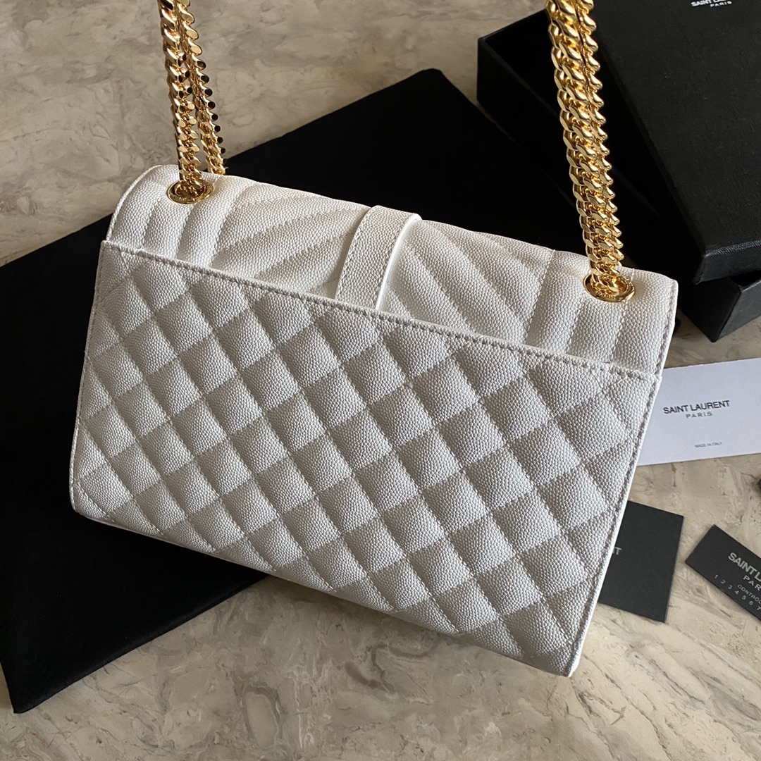 487206 ENVELOPE MEDIUM BAG IN GRAIN DE POUDRE EMBOSSED LEATHER, YSL Saint Laurent