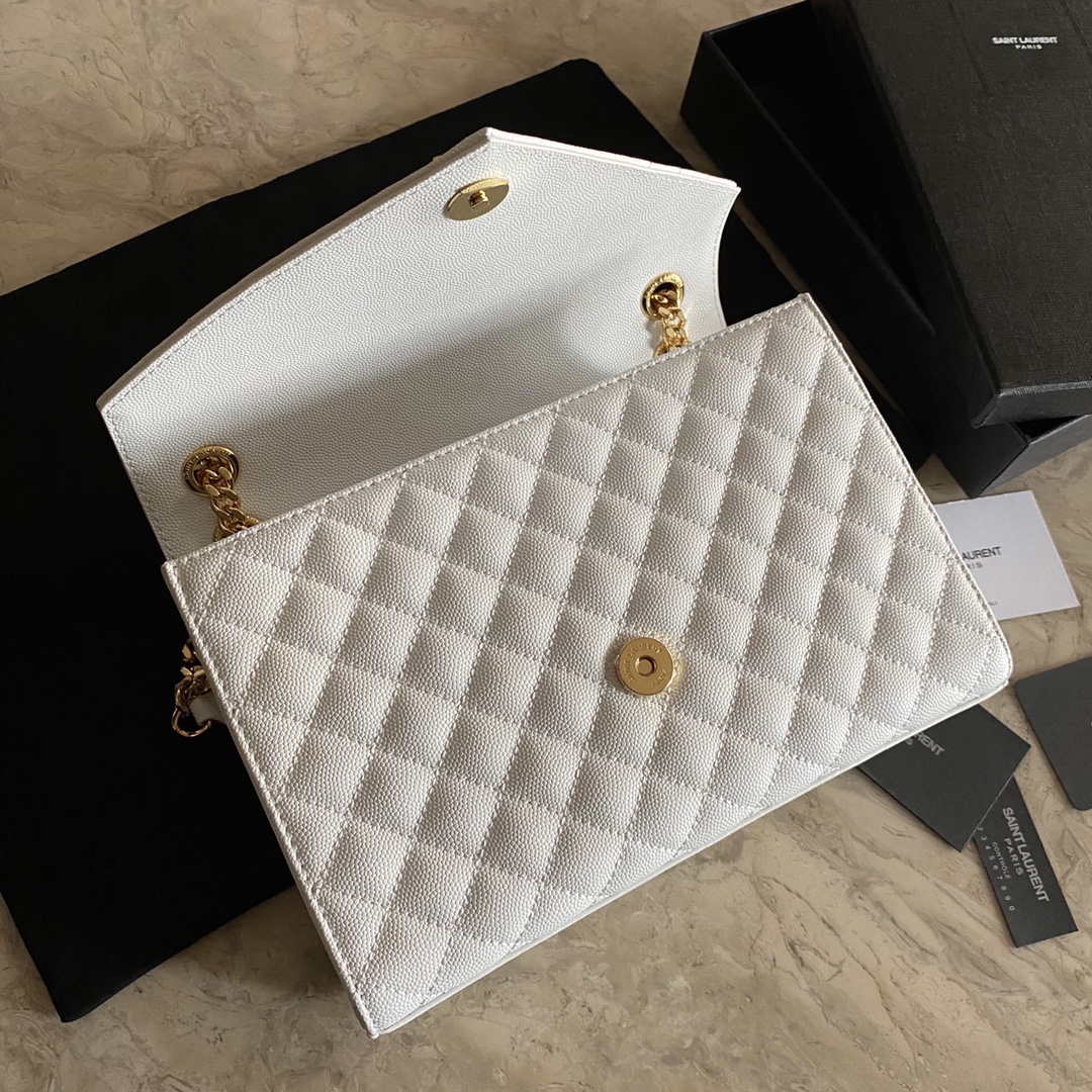 487206 ENVELOPE MEDIUM BAG IN GRAIN DE POUDRE EMBOSSED LEATHER, YSL Saint Laurent