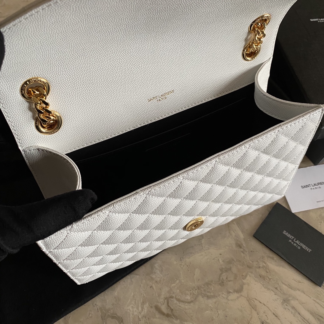 487206 ENVELOPE MEDIUM BAG IN GRAIN DE POUDRE EMBOSSED LEATHER, YSL Saint Laurent