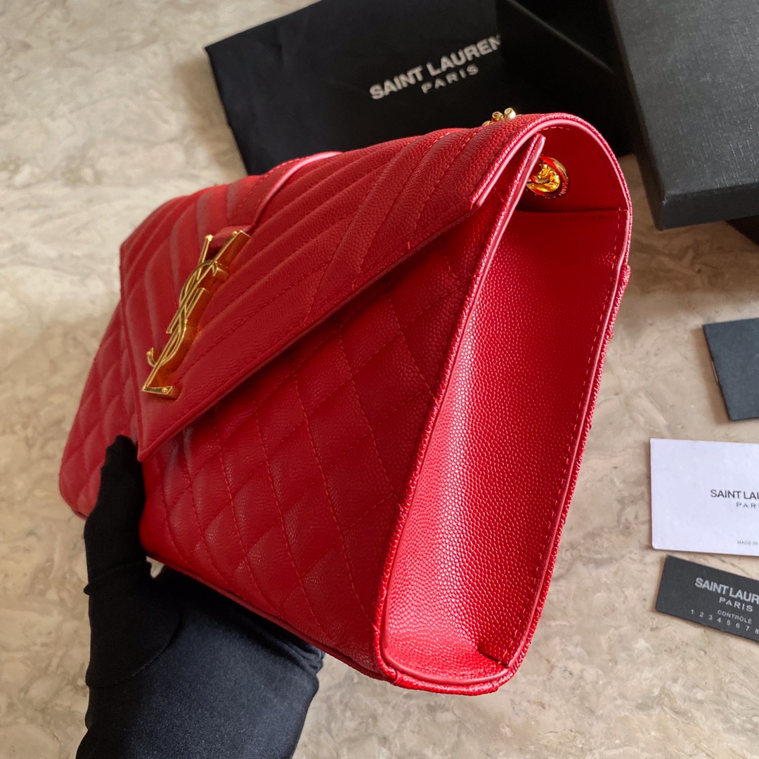 487206 ENVELOPE MEDIUM BAG IN GRAIN DE POUDRE EMBOSSED LEATHER, YSL Saint Laurent