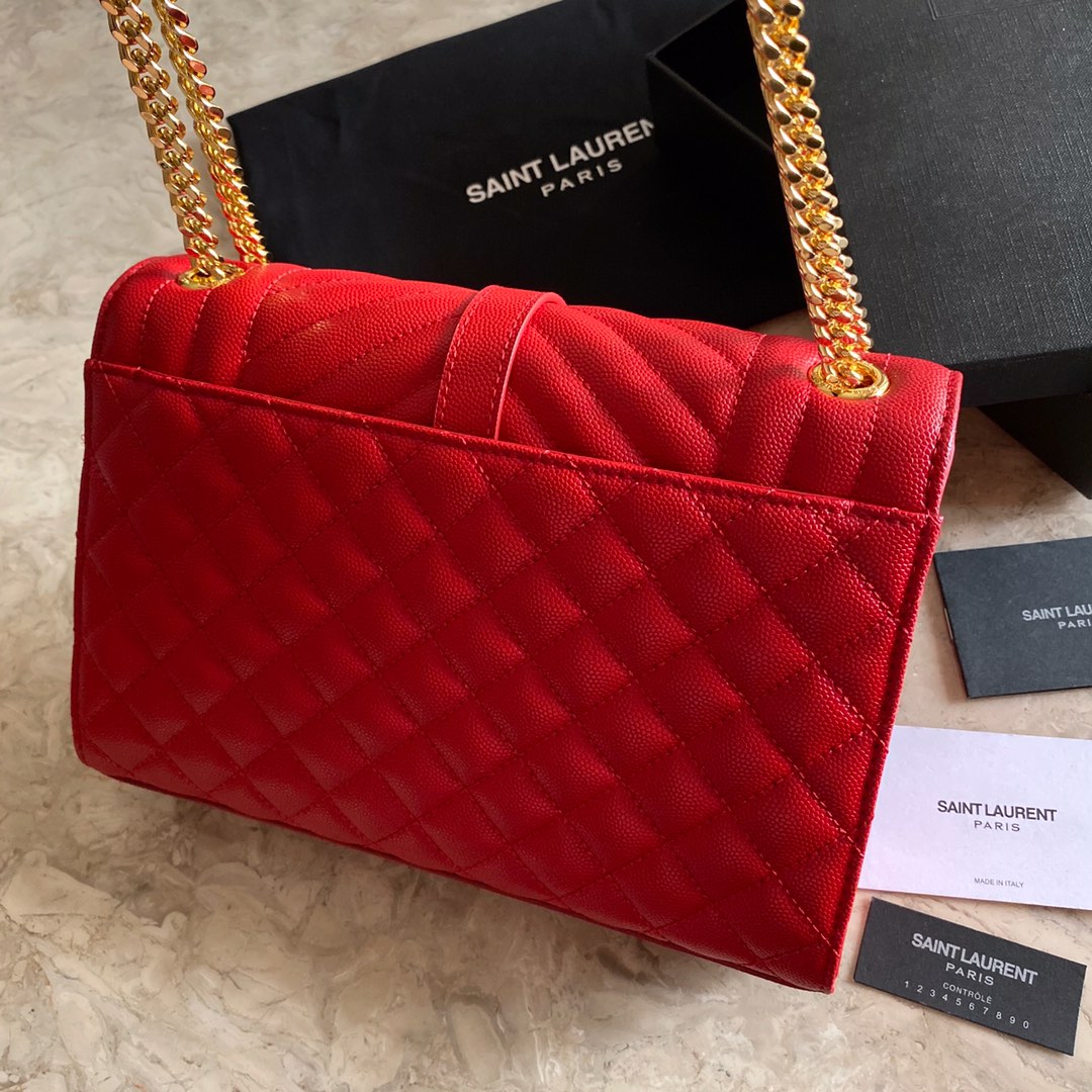487206 ENVELOPE MEDIUM BAG IN GRAIN DE POUDRE EMBOSSED LEATHER, YSL Saint Laurent