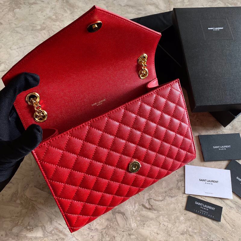 487206 ENVELOPE MEDIUM BAG IN GRAIN DE POUDRE EMBOSSED LEATHER, YSL Saint Laurent