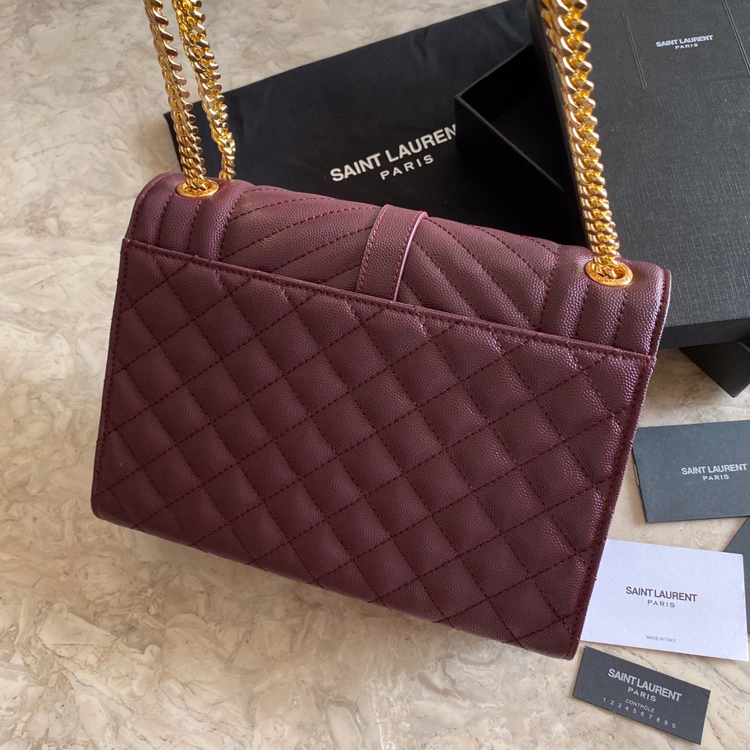 487206 ENVELOPE MEDIUM BAG IN GRAIN DE POUDRE EMBOSSED LEATHER, YSL Saint Laurent