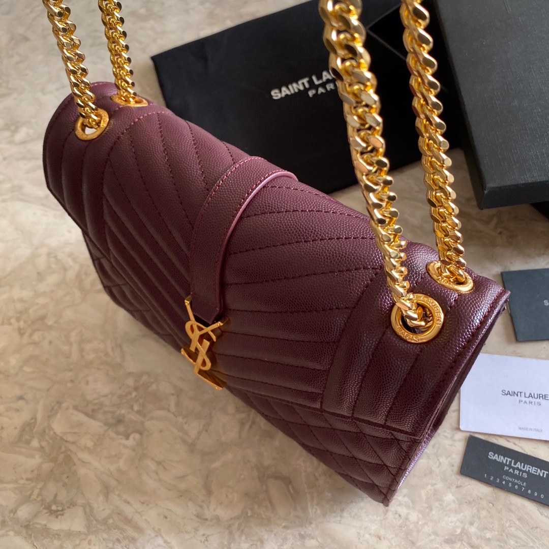 487206 ENVELOPE MEDIUM BAG IN GRAIN DE POUDRE EMBOSSED LEATHER, YSL Saint Laurent