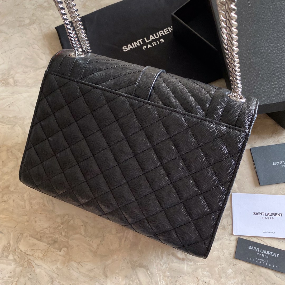 487206 ENVELOPE MEDIUM BAG IN GRAIN DE POUDRE EMBOSSED LEATHER, YSL Saint Laurent
