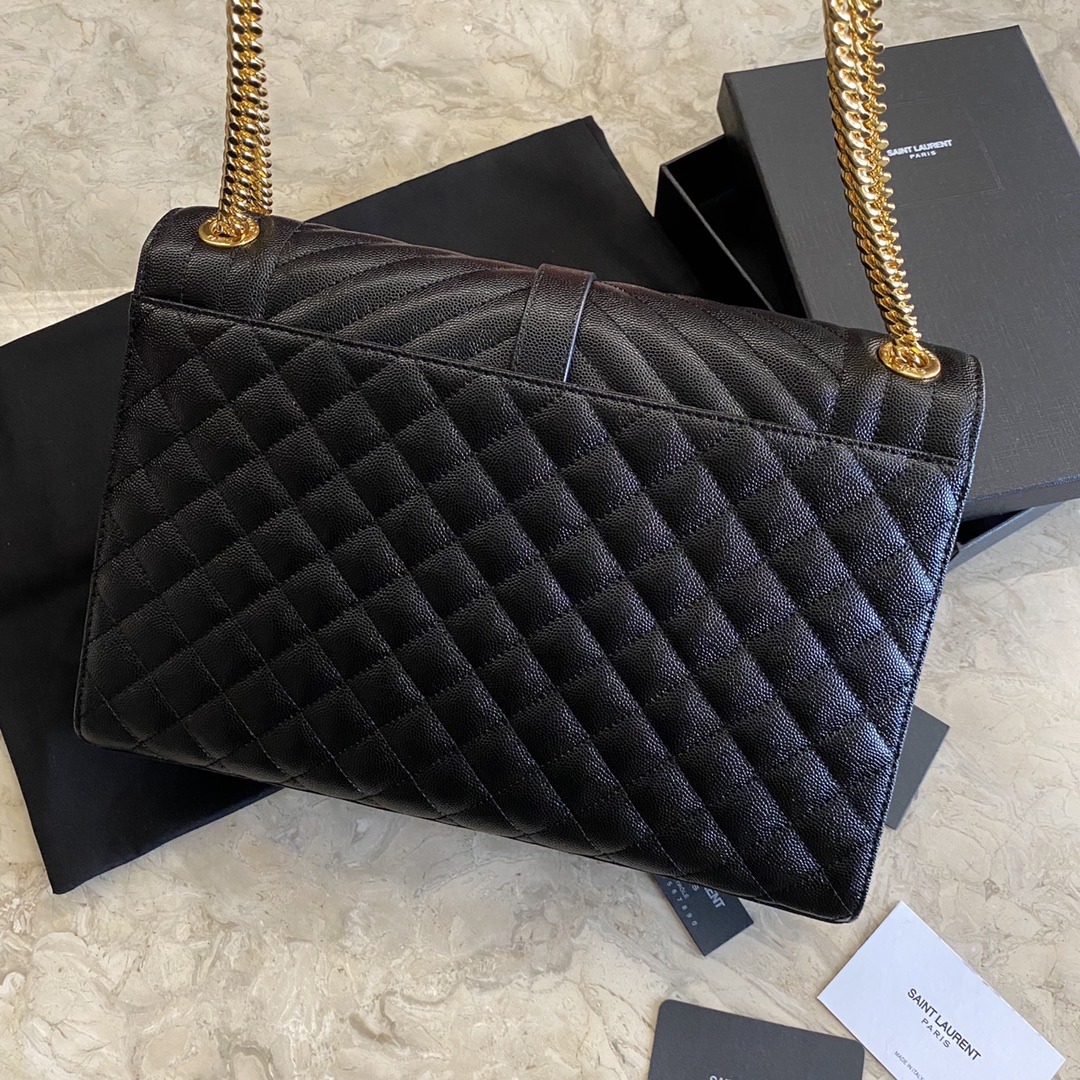 487198 ENVELOPE LARGE BAG IN MIX MATELASSÉ GRAIN DE POUDRE EMBOSSED LEATHER, YSL Saint Laurent