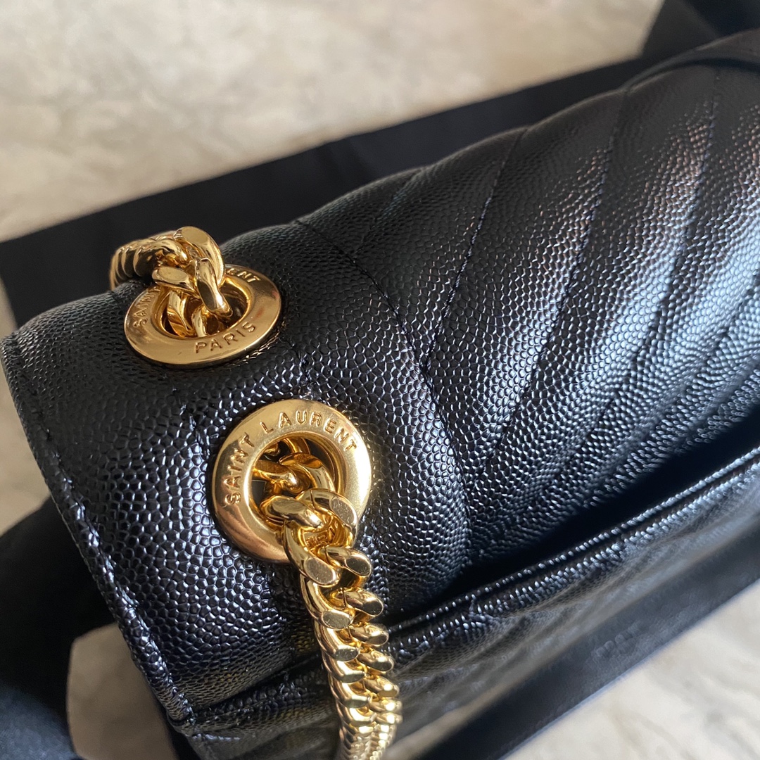 487198 ENVELOPE LARGE BAG IN MIX MATELASSÉ GRAIN DE POUDRE EMBOSSED LEATHER, YSL Saint Laurent
