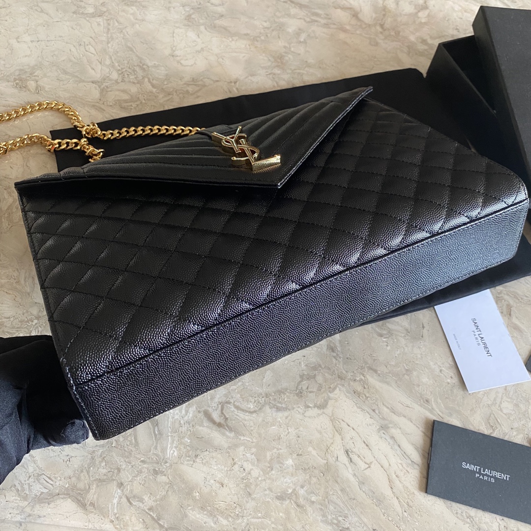487198 ENVELOPE LARGE BAG IN MIX MATELASSÉ GRAIN DE POUDRE EMBOSSED LEATHER, YSL Saint Laurent