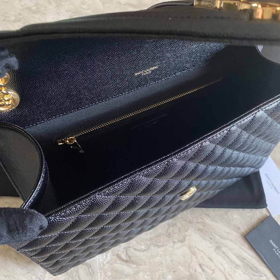 487198 ENVELOPE LARGE BAG IN MIX MATELASSÉ GRAIN DE POUDRE EMBOSSED LEATHER, YSL Saint Laurent