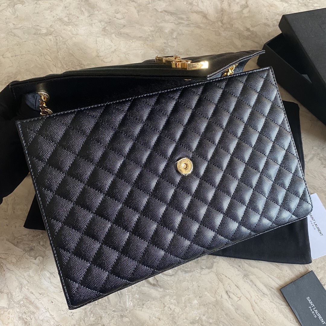 487198 ENVELOPE LARGE BAG IN MIX MATELASSÉ GRAIN DE POUDRE EMBOSSED LEATHER, YSL Saint Laurent