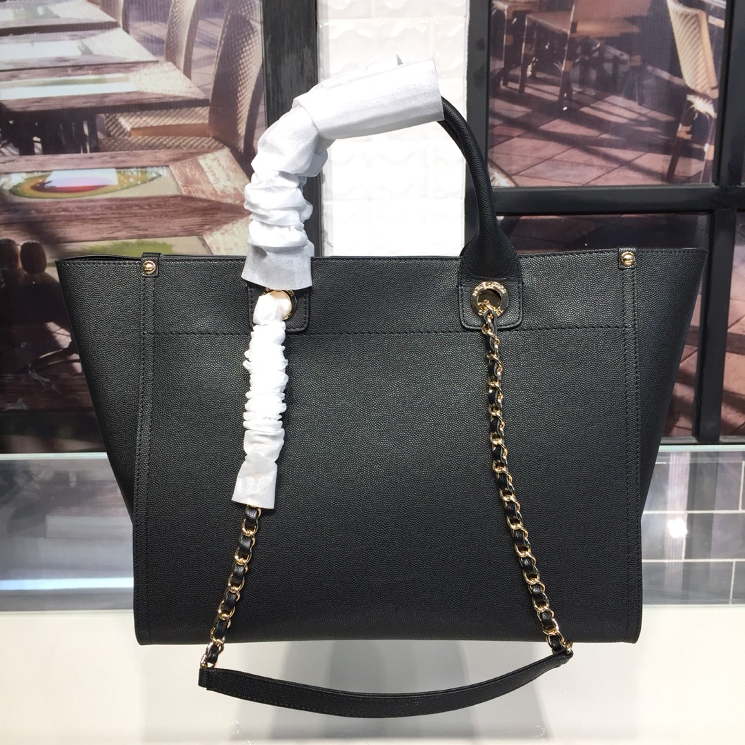 A57069  shopping bag, Grained Calfskin & Gold-Tone Metal, CHANEL HANDBAGS