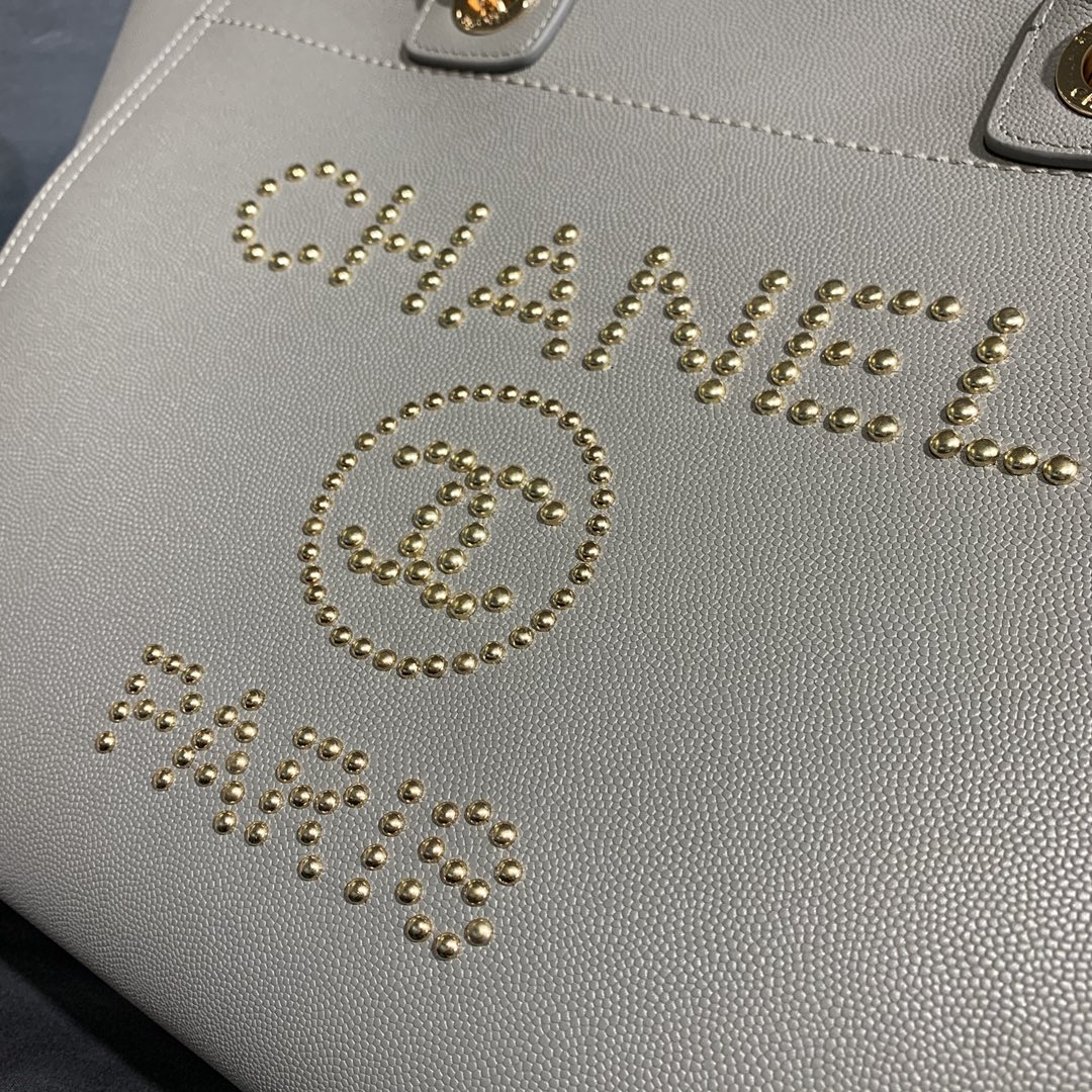 A57069  shopping bag, Grained Calfskin & Gold-Tone Metal, CHANEL HANDBAGS