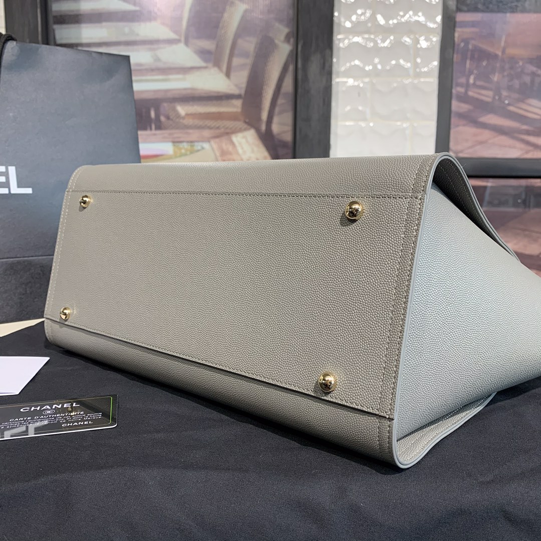 A57069  shopping bag, Grained Calfskin & Gold-Tone Metal, CHANEL HANDBAGS