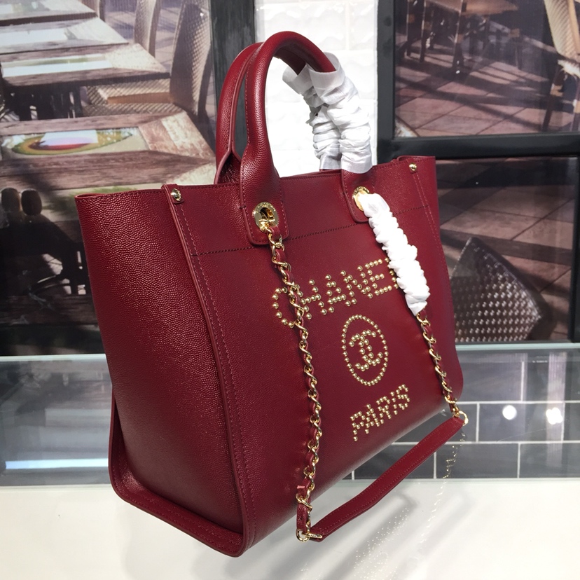 A57069  shopping bag, Grained Calfskin & Gold-Tone Metal, CHANEL HANDBAGS