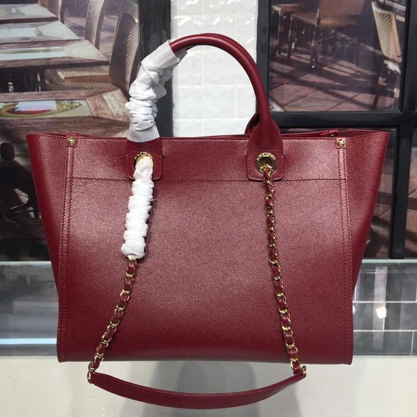 A57069  shopping bag, Grained Calfskin & Gold-Tone Metal, CHANEL HANDBAGS