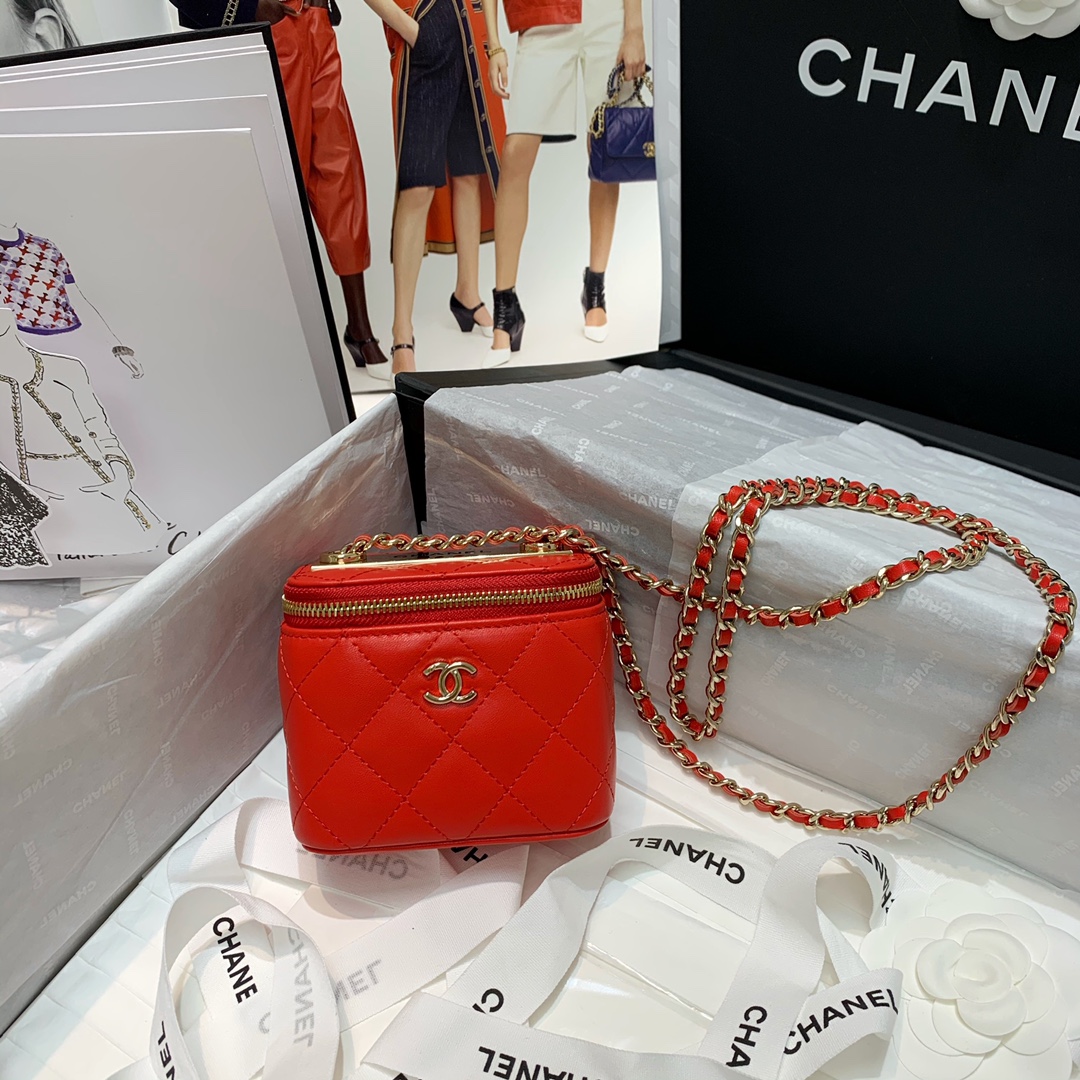AP1473 mini vanity with chain, Lambskin & Gold-Tone Metal, CHANEL BAGS