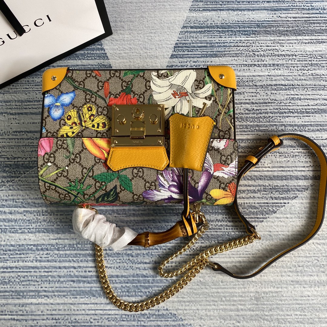 603221 Padlock GG small bamboo shoulder bag, GUCCI Top Handle Bags for Women