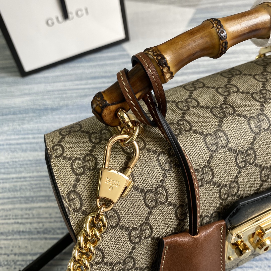 603221 Padlock GG small bamboo shoulder bag, GUCCI Top Handle Bags for Women