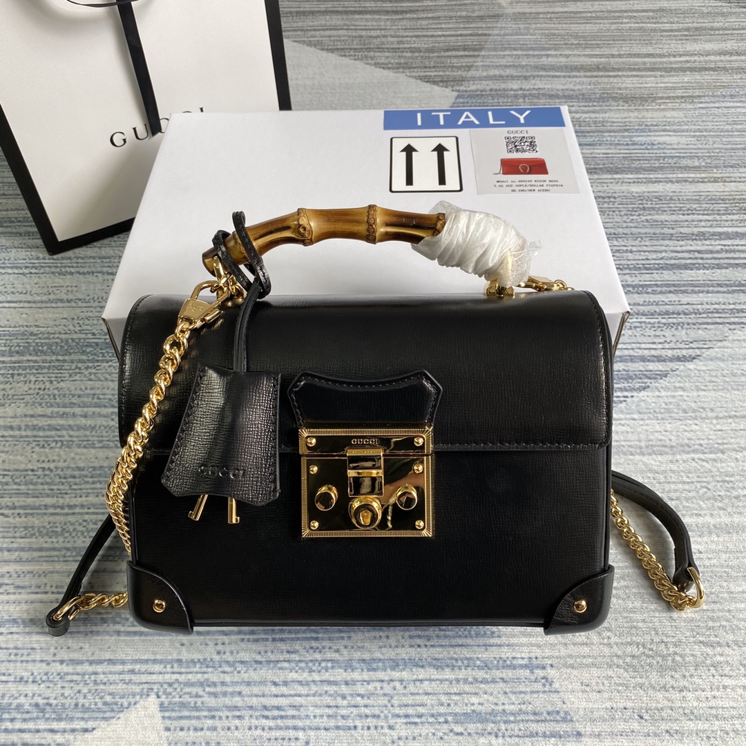 603221 Padlock GG small bamboo shoulder bag, GUCCI Top Handle Bags for Women
