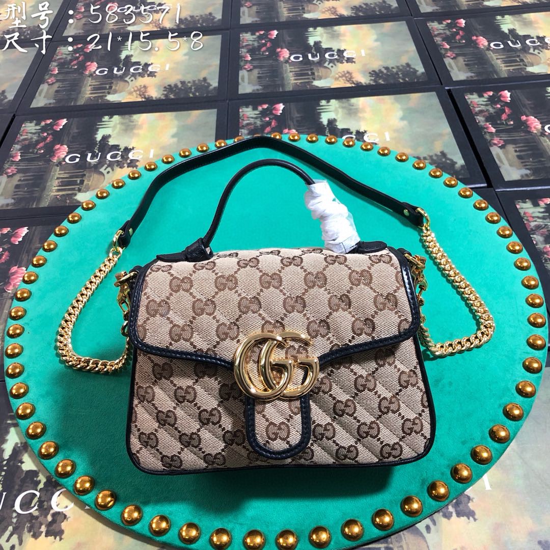 583571 GG Marmont mini top handle bag, GUCCI Women's Top Handles & Boston Bags