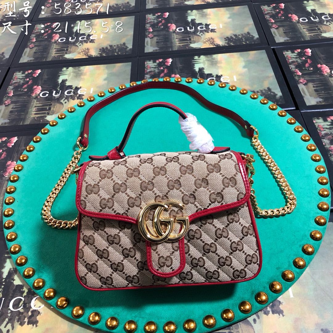 583571 GG Marmont mini top handle bag, GUCCI Women's Top Handles & Boston Bags