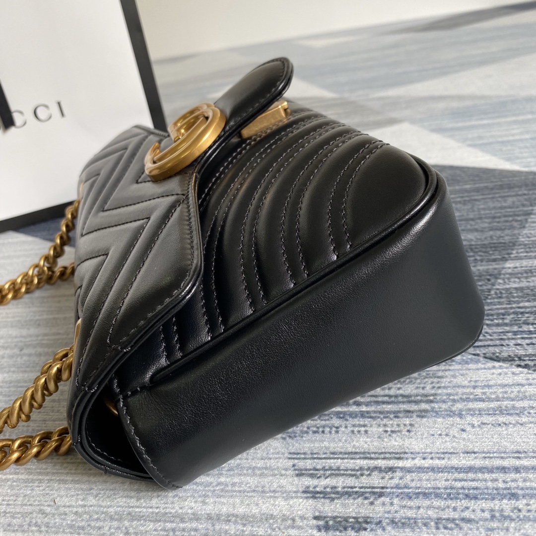 443497 GG Marmont small matelassé shoulder bag, GUCCI SHOULDER BAGS FOR WOMEN
