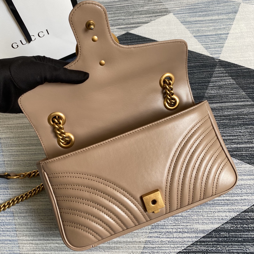 443497 GG Marmont small matelassé shoulder bag, GUCCI SHOULDER BAGS FOR WOMEN