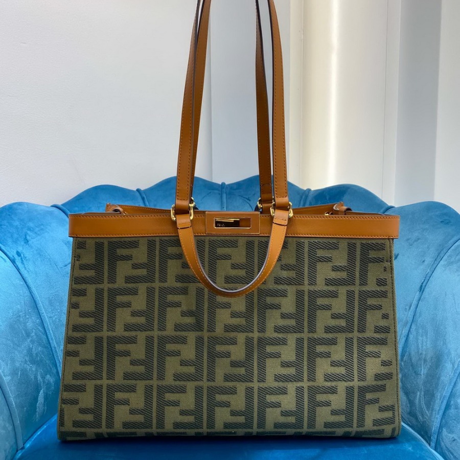 PEEKABOO X-TOTE, Green canvas bag 8BH374A9P6F1891, FENDI HANDBAG