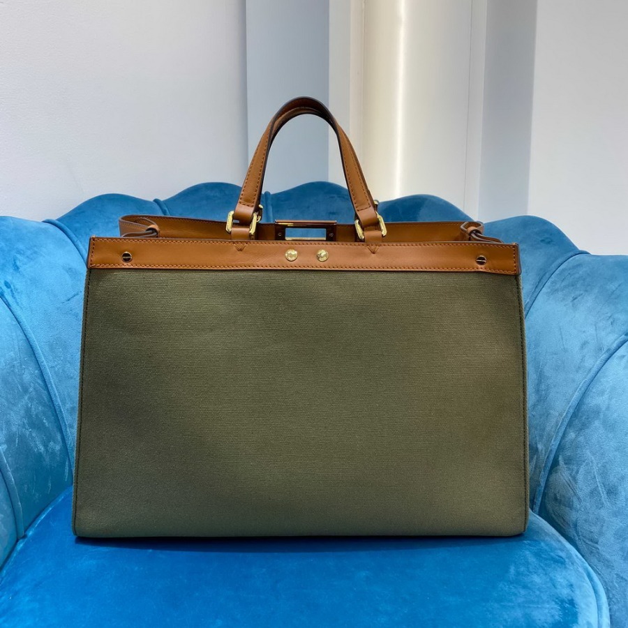 PEEKABOO X-TOTE, Green canvas bag 8BH374A9P6F1891, FENDI HANDBAG