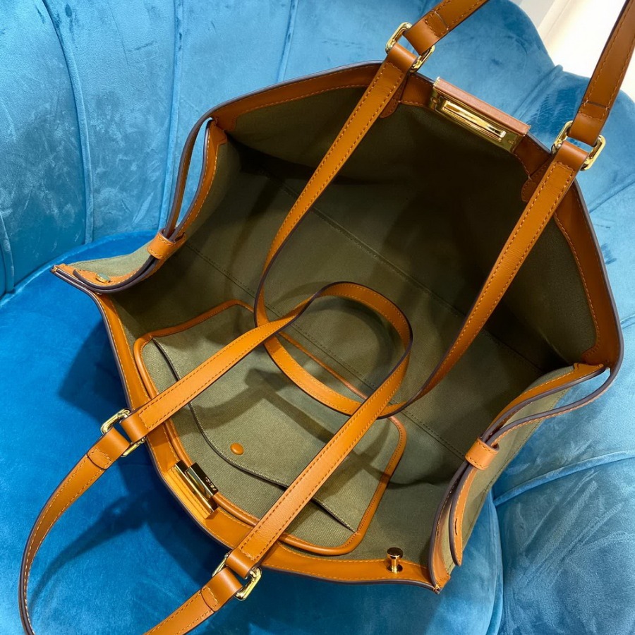 PEEKABOO X-TOTE, Green canvas bag 8BH374A9P6F1891, FENDI HANDBAG