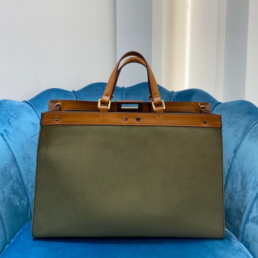 PEEKABOO X-TOTE, Green canvas shopper, FENDI HANDBAG