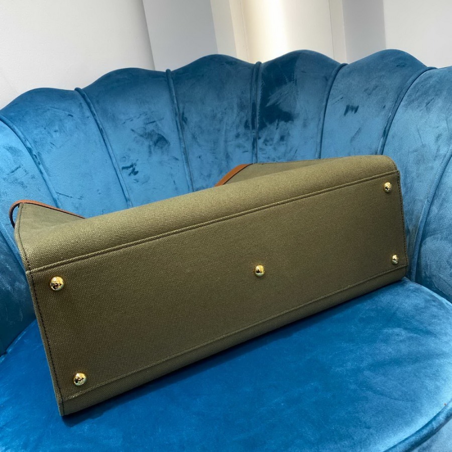PEEKABOO X-TOTE, Green canvas shopper, FENDI HANDBAG