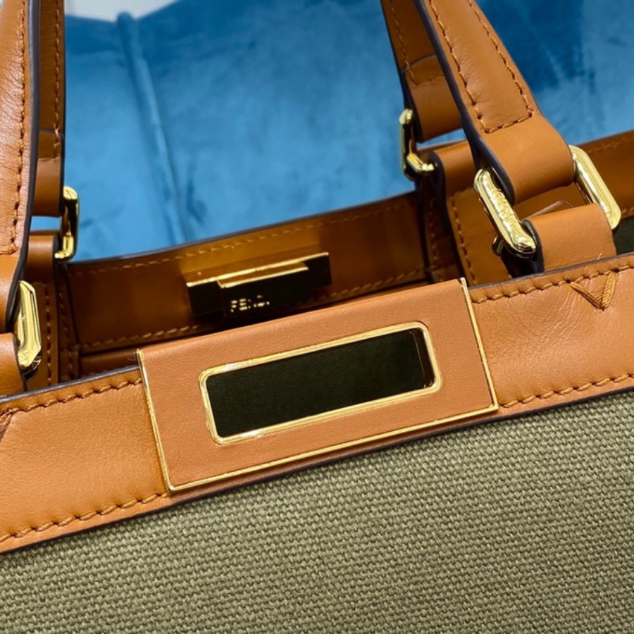 PEEKABOO X-TOTE, Green canvas shopper, FENDI HANDBAG