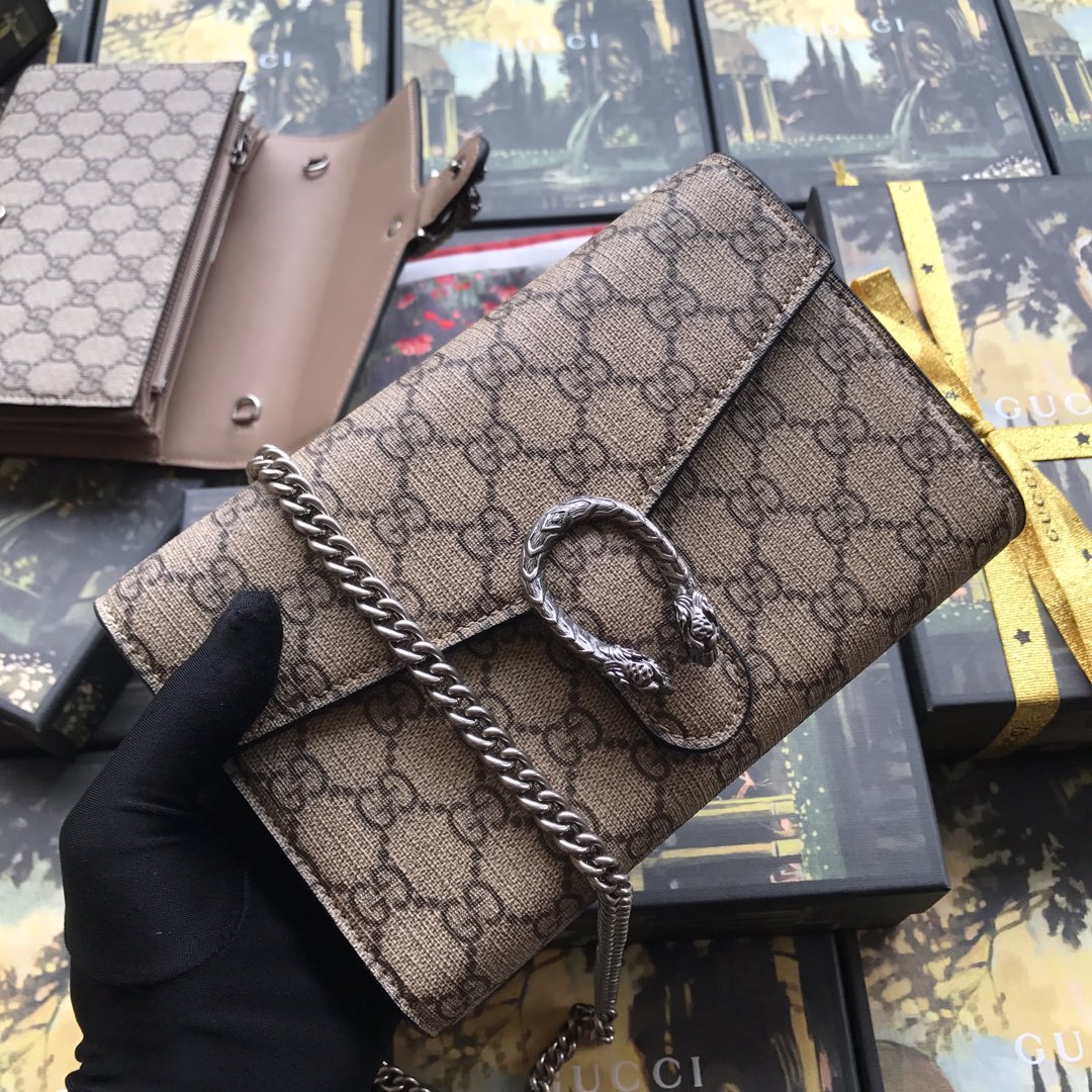 401231 Dionysus GG Supreme chain wallet, GUCCI Chain Wallets for Women