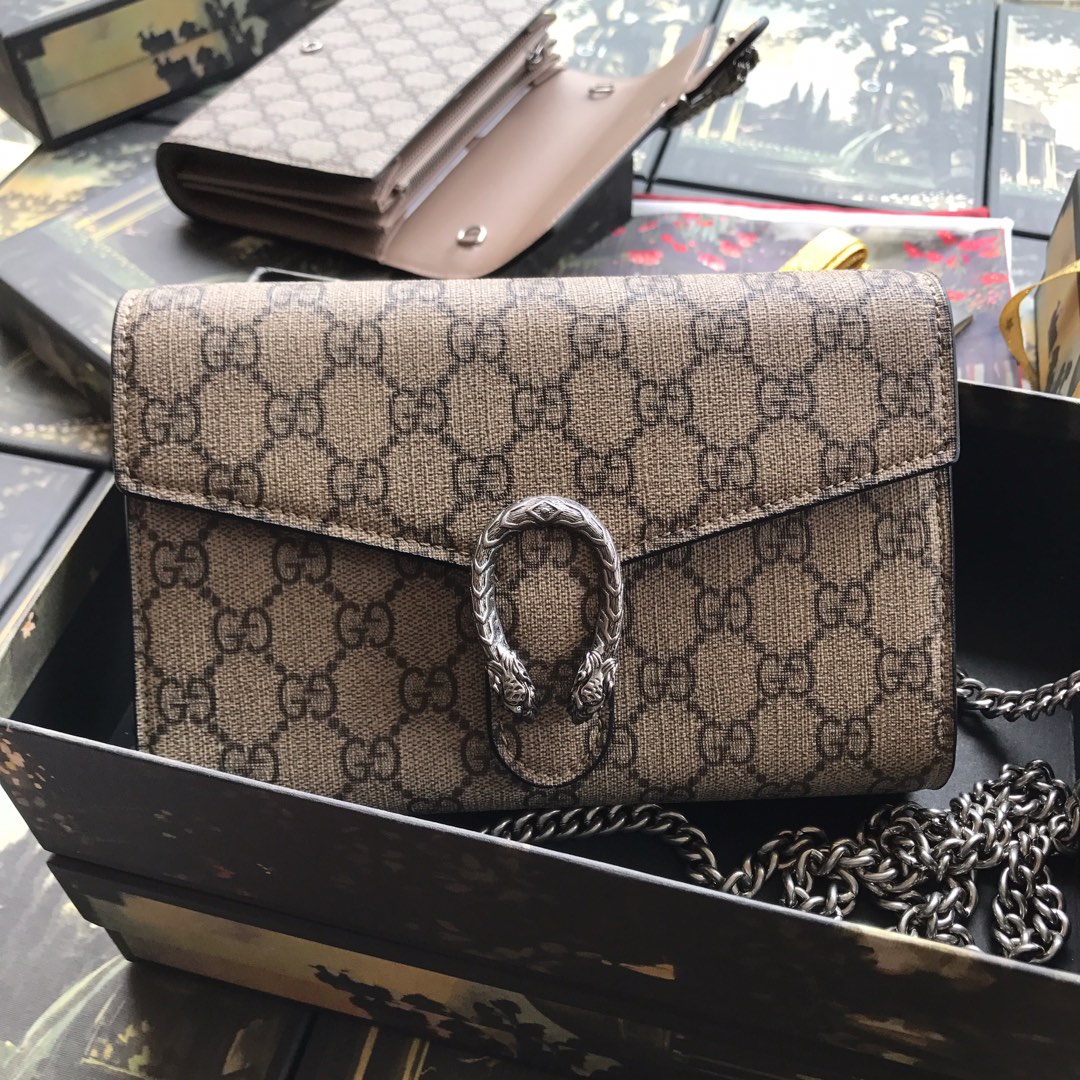 401231 Dionysus GG Supreme chain wallet, GUCCI Chain Wallets for Women