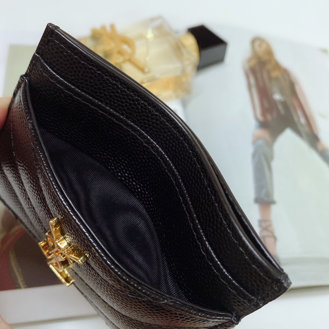 YSL Saint Laurent, 423291, MONOGRAM CREDIT CARD CASE IN GRAIN DE POUDRE TEXTURED MATELASSÉ LEATHER